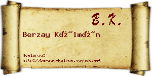 Berzay Kálmán névjegykártya